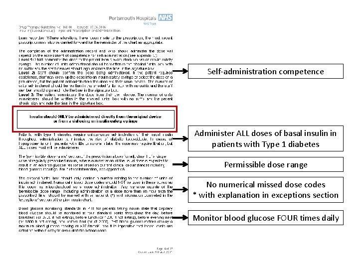 Self-administration competence Administer ALL doses of basal insulin in patients with Type 1 diabetes