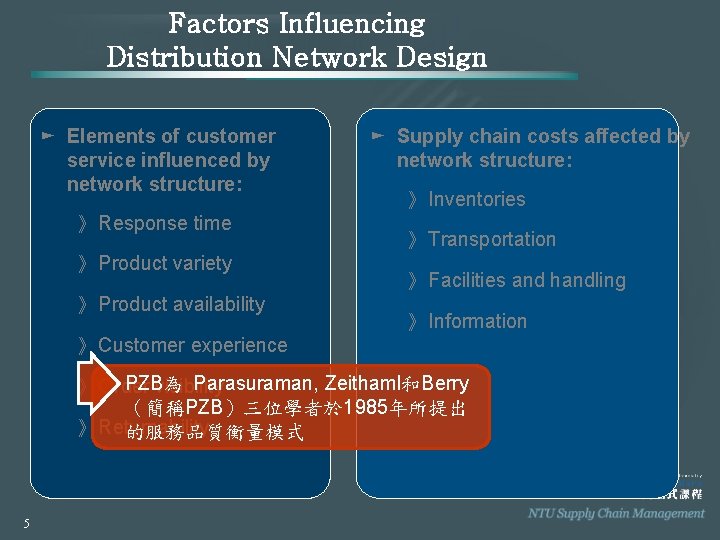 Factors Influencing Distribution Network Design ► Elements of customer service influenced by network structure: