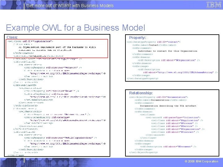 Get more out of WSRR with Business Models Example OWL for a Business Model