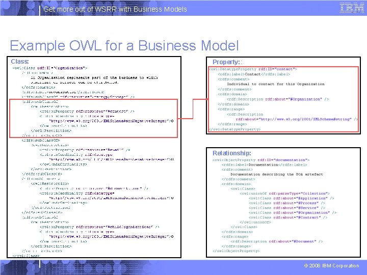 Get more out of WSRR with Business Models Example OWL for a Business Model