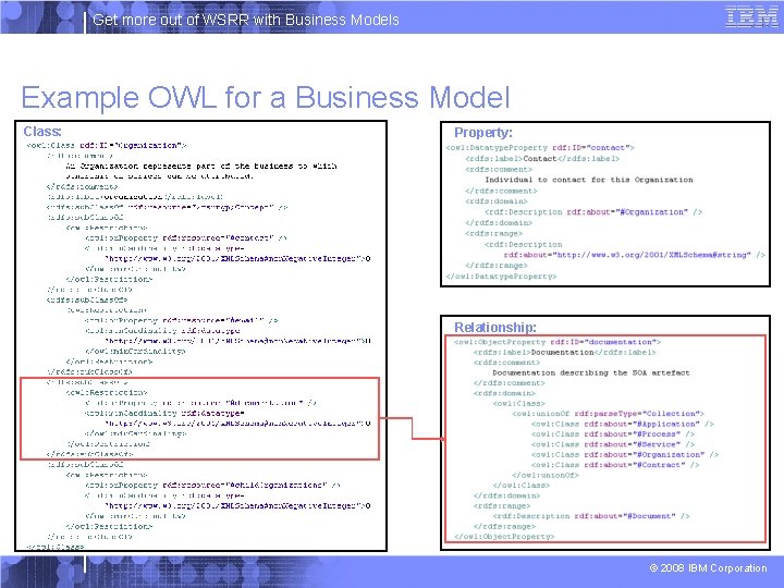 Get more out of WSRR with Business Models Example OWL for a Business Model