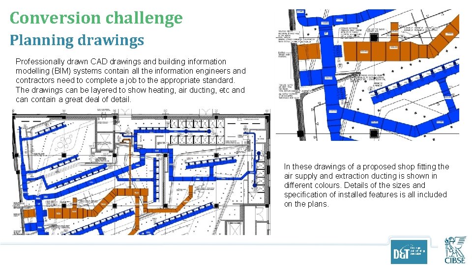 Conversion challenge Planning drawings Professionally drawn CAD drawings and building information modelling (BIM) systems