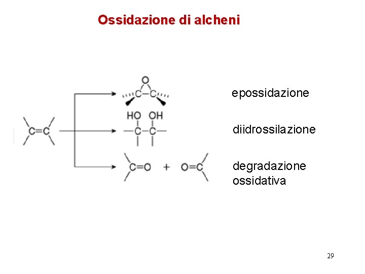 Ossidazione di alcheni epossidazione diidrossilazione degradazione ossidativa 29 