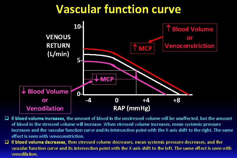 Vascular function curve 10 VENOUS RETURN (L/min) MCP Blood Volume or Venoconstriction 5 MCP