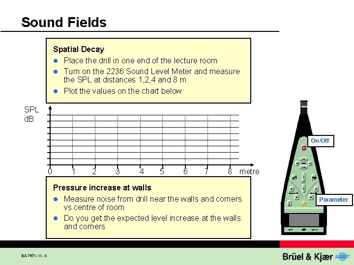 Sound Fields Spatial Decay l Place the drill in one end of the lecture