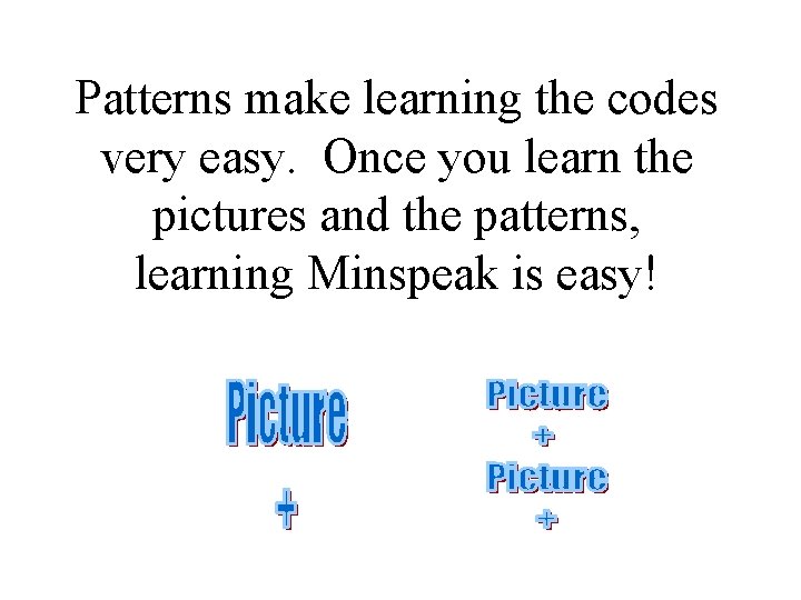 Patterns make learning the codes very easy. Once you learn the pictures and the