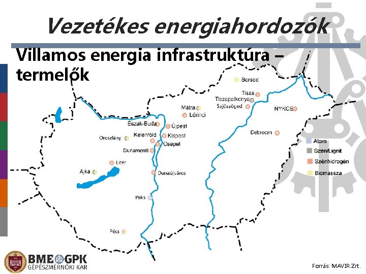 Vezetékes energiahordozók Villamos energia infrastruktúra – termelők Forrás: MAVIR Zrt. 