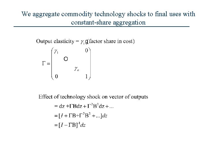 We aggregate commodity technology shocks to final uses with constant-share aggregation 31 