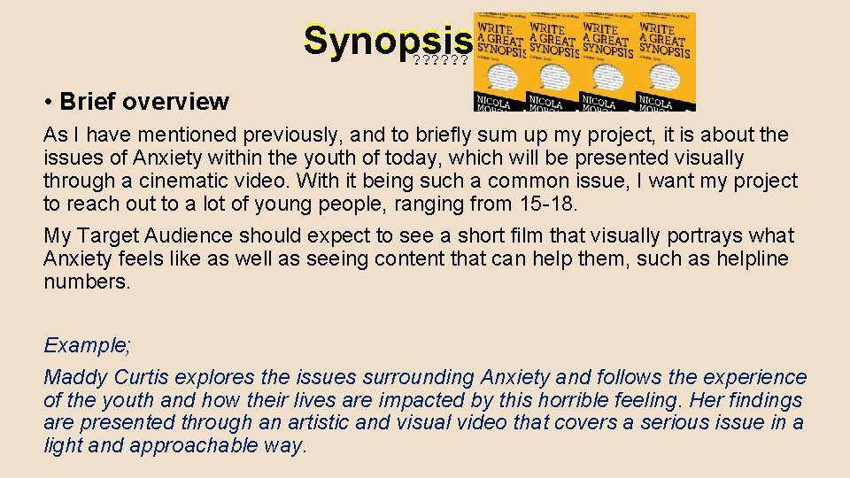 Synopsis ? ? ? • Brief overview As I have mentioned previously, and to