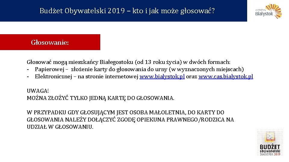 Budżet Obywatelski 2019 – kto i jak może głosować? Głosowanie: Głosować mogą mieszkańcy Białegostoku