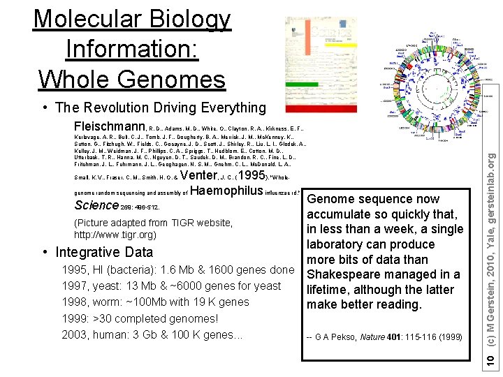Molecular Biology Information: Whole Genomes • The Revolution Driving Everything Kerlavage, A. R. ,