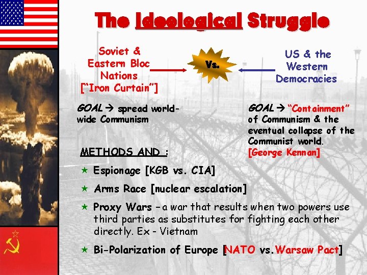 The Ideological Struggle Soviet & Eastern Bloc Nations [“Iron Curtain”] Vs. GOAL spread worldwide