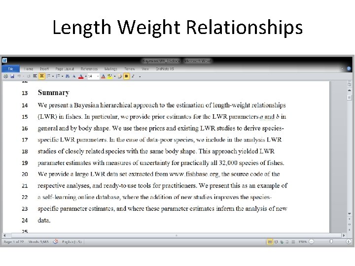 Length Weight Relationships 