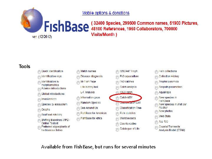 Available from Fish. Base, but runs for several minutes 