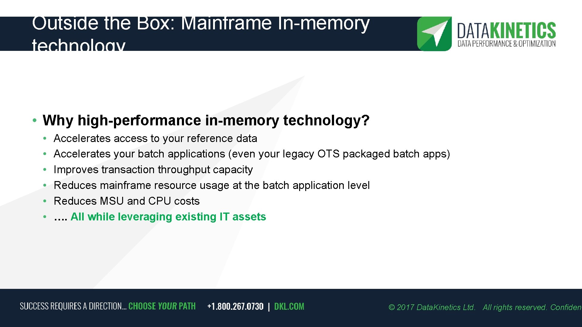 Outside the Box: Mainframe In-memory technology • Why high-performance in-memory technology? • • •