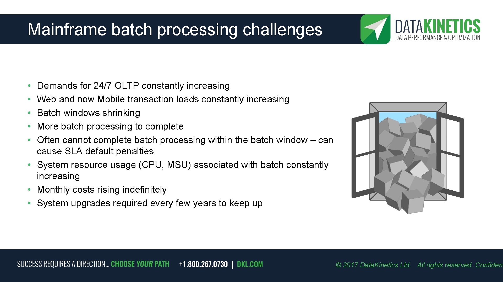 Mainframe batch processing challenges • • • Demands for 24/7 OLTP constantly increasing Web