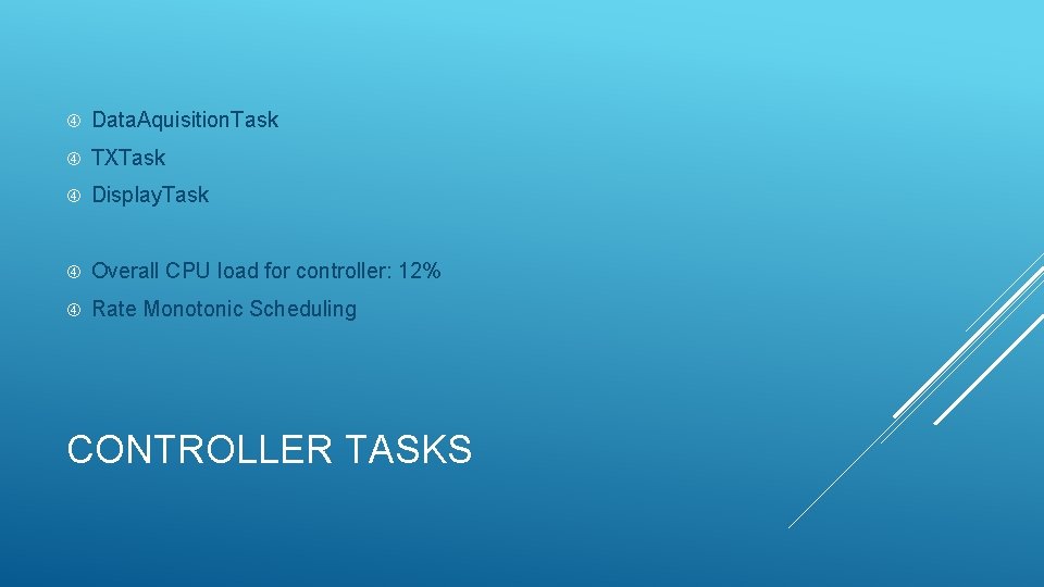  Data. Aquisition. Task TXTask Display. Task Overall CPU load for controller: 12% Rate