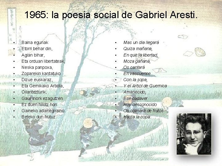 1965: la poesia social de Gabriel Aresti. • • • • Baina egunak Etorri