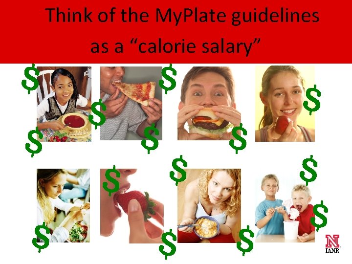 Think of the My. Plate guidelines as a “calorie salary” 