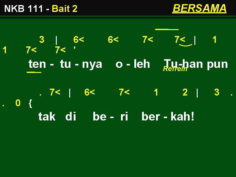 BERSAMA NKB 111 - Bait 2 3 1 7< | 6< 7< ' 6<
