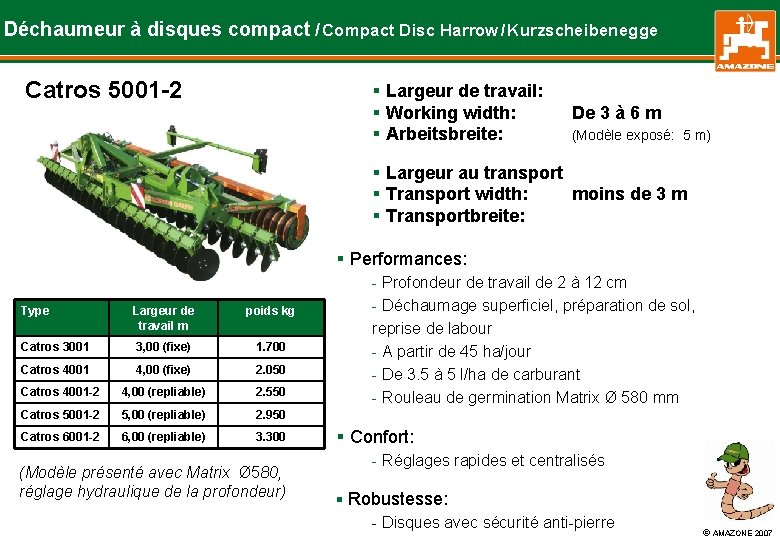 Déchaumeur à disques compact / Compact Disc Harrow / Kurzscheibenegge Catros 5001 -2 §
