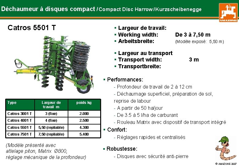 Déchaumeur à disques compact / Compact Disc Harrow / Kurzscheibenegge Catros 5501 T §