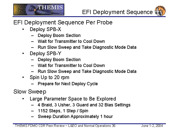 EFI Deployment Sequence Per Probe • Deploy SPB-X – Deploy Boom Section – Wait