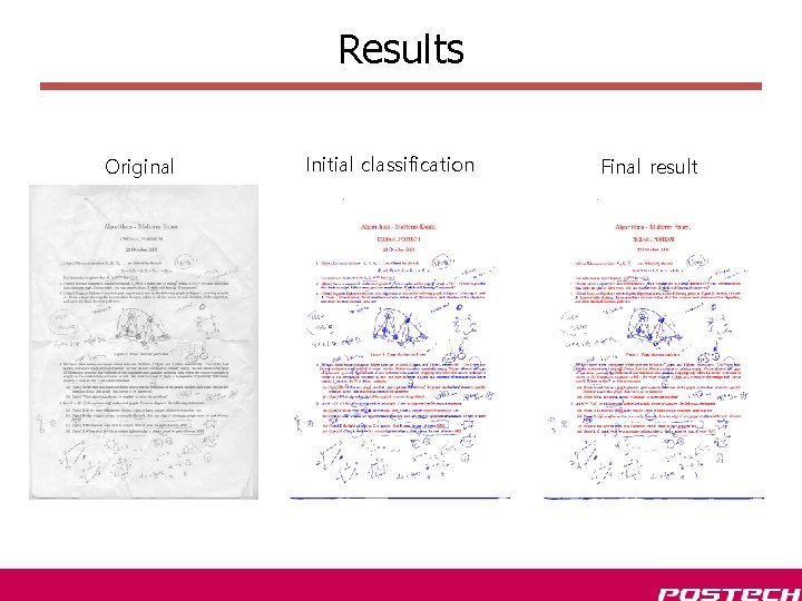 Results Original Initial classification Final result 