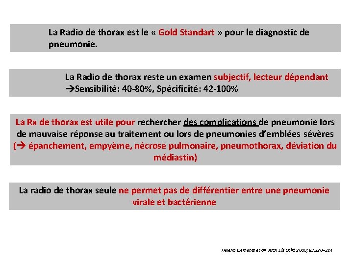 La Radio de thorax est le « Gold Standart » pour le diagnostic de