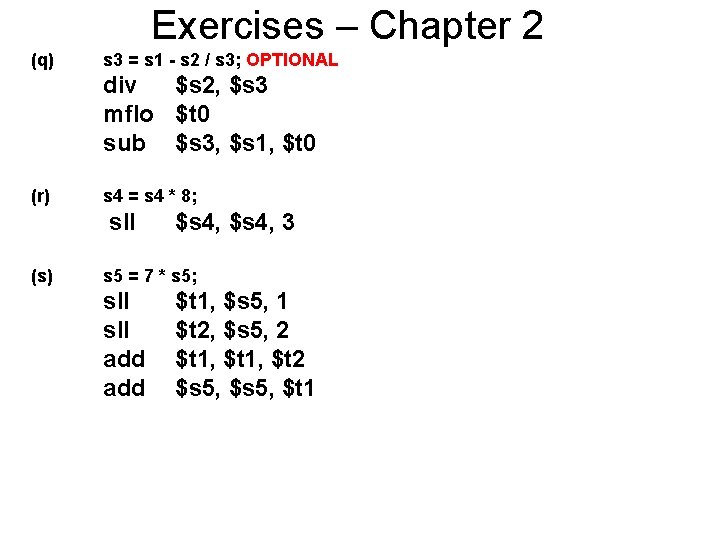 Exercises – Chapter 2 (q) s 3 = s 1 - s 2 /