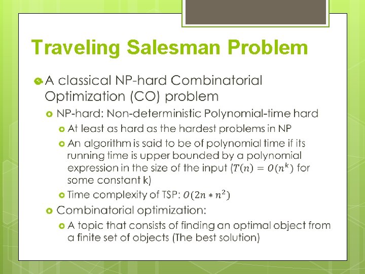 Traveling Salesman Problem 