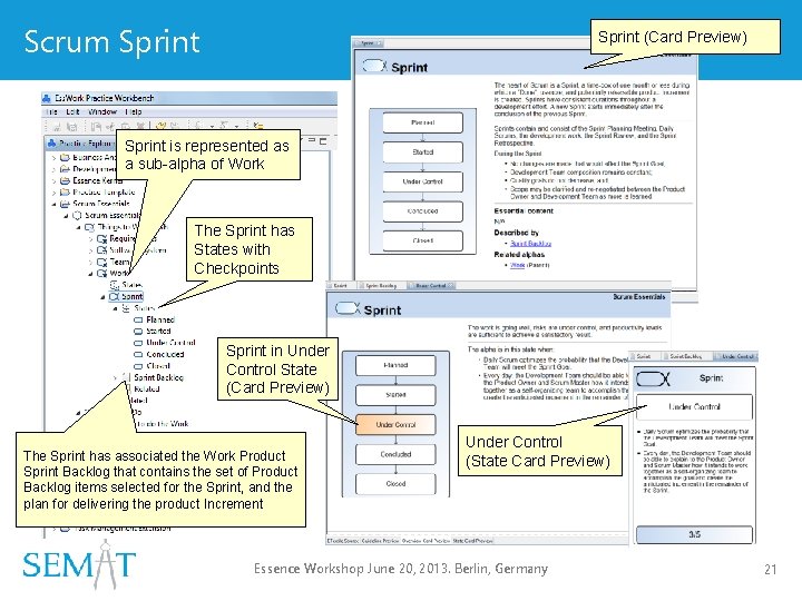 Scrum Sprint (Card Preview) Sprint is represented as a sub-alpha of Work The Sprint
