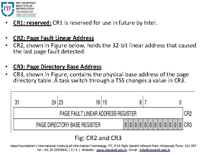  • CR 1: reserved: CR 1 is reserved for use in future by