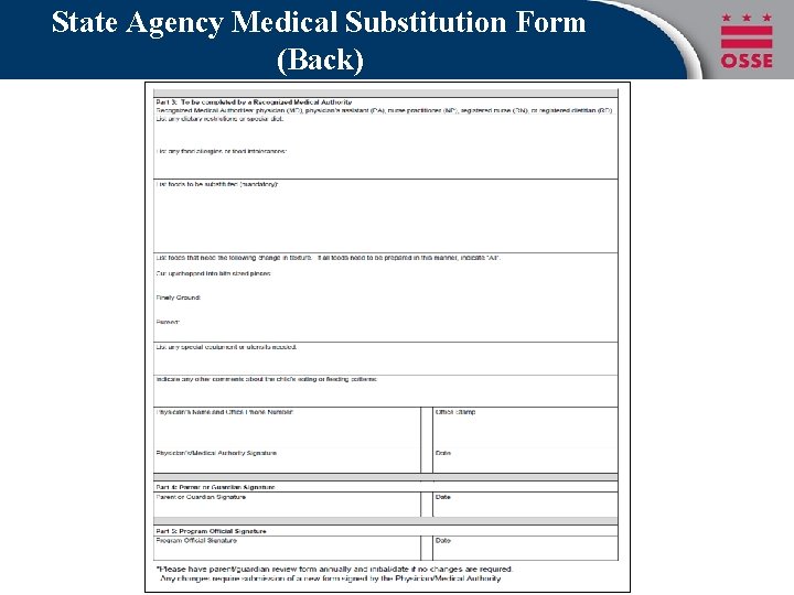State Agency Medical Substitution Form (Back) 