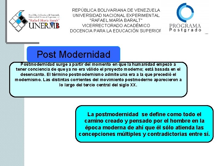 REPÚBLICA BOLIVARIANA DE VENEZUELA UNIVERSIDAD NACIONAL EXPERIMENTAL “RAFAEL MARÍA BARALT” VICERRECTORADO ACADÉMICO DOCENCIA PARA