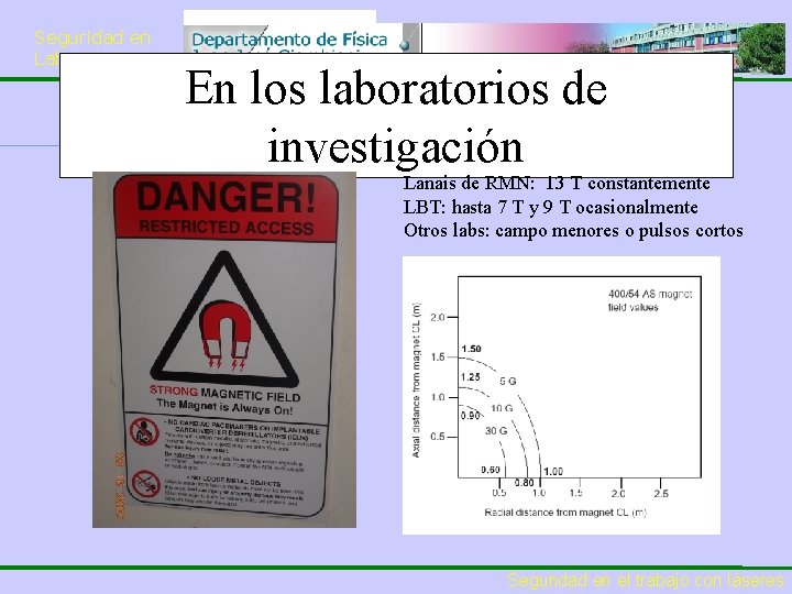 Seguridad en Laboratorios En los laboratorios de investigación Lanais de RMN: 13 T constantemente