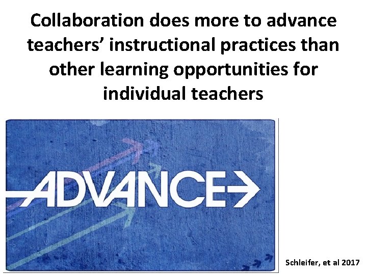 Collaboration does more to advance teachers’ instructional practices than other learning opportunities for individual