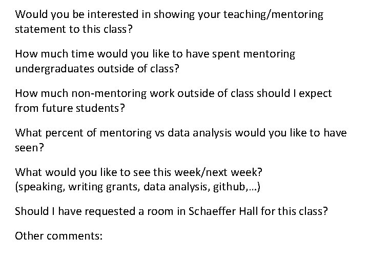 Would you be interested in showing your teaching/mentoring statement to this class? How much