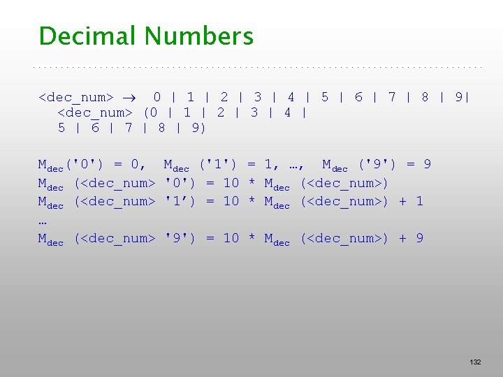 Decimal Numbers <dec_num> 0 | 1 | 2 | 3 | 4 | 5