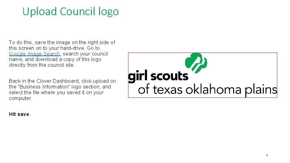 Upload Council logo To do this, save the image on the right side of