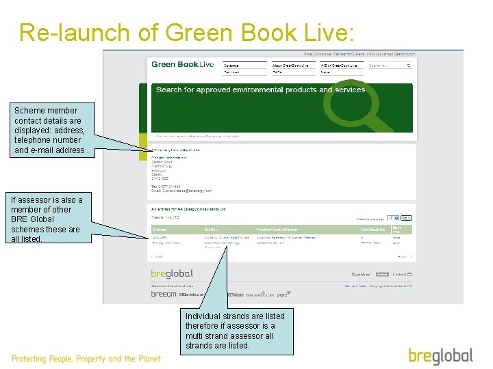 Re-launch of Green Book Live: Scheme member contact details are displayed: address, telephone number
