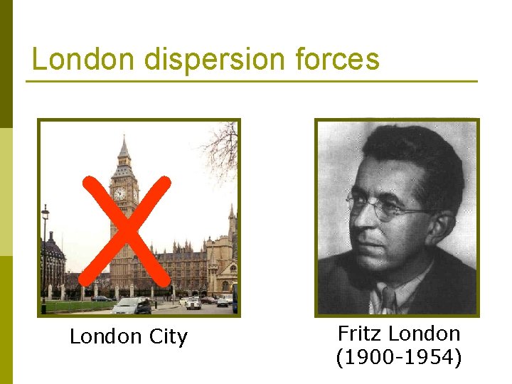 London dispersion forces X London City Fritz London (1900 -1954) 