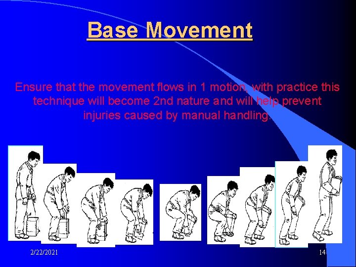 Base Movement Ensure that the movement flows in 1 motion, with practice this technique