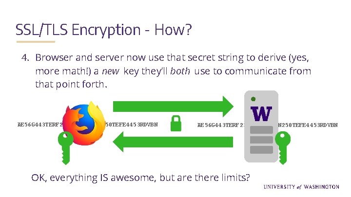 SSL/TLS Encryption - How? 4. Browser and server now use that secret string to