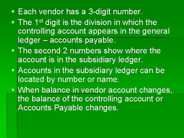 § Each vendor has a 3 -digit number. § The 1 st digit is