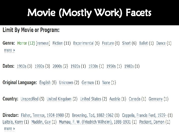 Movie (Mostly Work) Facets 9 