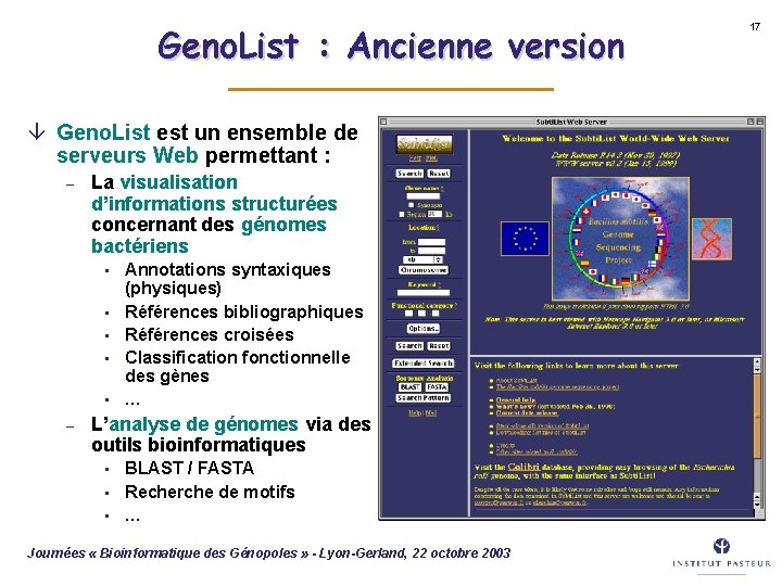 Geno. List : Ancienne version â Geno. List est un ensemble de serveurs Web