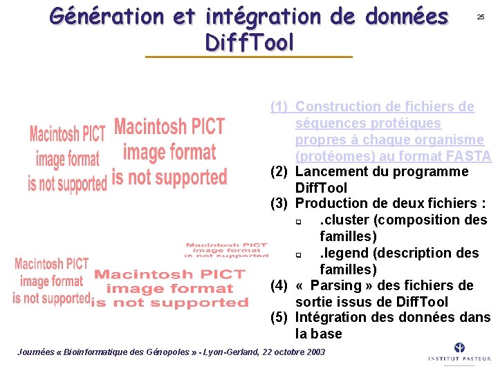 Génération et intégration de données Diff. Tool 25 (1) Construction de fichiers de séquences