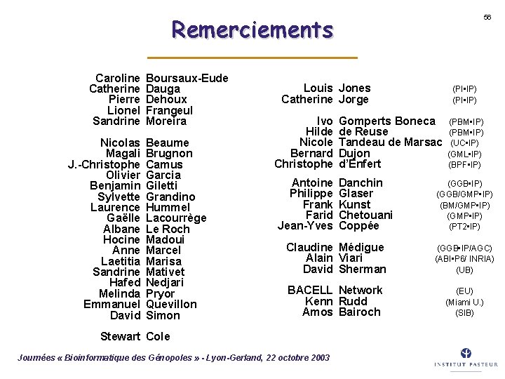 Remerciements Caroline Catherine Pierre Lionel Sandrine Nicolas Magali J. -Christophe Olivier Benjamin Sylvette Laurence