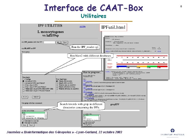 Interface de CAAT-Box Utilitaires Journées « Bioinformatique des Génopoles » - Lyon-Gerland, 22 octobre